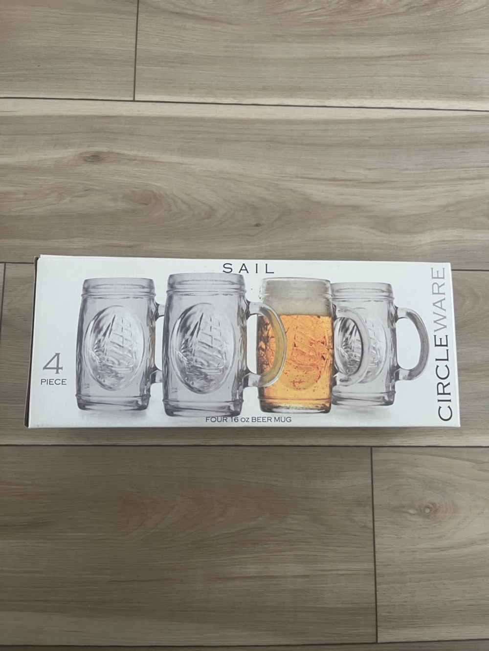 Sail Clear Glass 4-Piece Beer Mug Set by Circleware